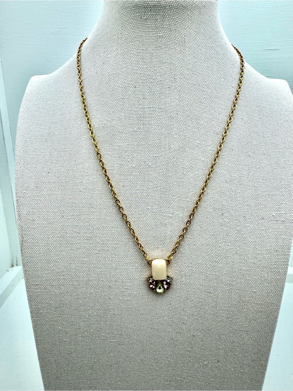 Gold-Tone Cream Pendant Necklace and Earring Set - Picture 4 of 5
